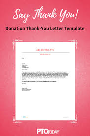 Pto Today Donation Thank You Letter Donation Thank You Letter Donation Letter Fundraising Letter
