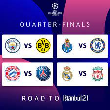 Follow the champions league with . 2020 21 Champions League Quarter Finals Semi Finals Draw Revealed