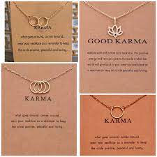 Gold Lotus Flower Necklace Gifts For Her Yoga Lovers Good Etsy Flower Charm Necklace Karma Necklace Lotus Flower Charm