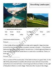 Describing Landscapes Part 1 Landscape Picture Composition Worksheets