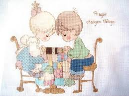 Please include the product number and page. Precious Moments Prayer Changes Things Framed Needlepoint