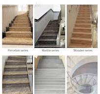 Interior Beige Ceramic Glossy Glazed Anti-Slip Original Groove Marble  Staircase Step Tile Riser Stair Treads
