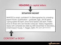Most companies forget that when a candidate looks at a job ad, it's the first time that they've interacted with your company. Advertisement Writing Format Sample Advertisement For Class 12 English Writing Skill Section Aglasem Schools