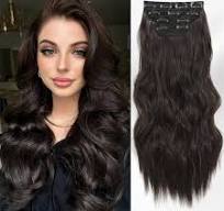 Clip In Hair Extensions Dark Brown Hair Extensions Clip Ins Long Wavy Soft  and Thick Fiber Hair Extensions 4PCS Lightweight Synthetic Hair Extension  ...