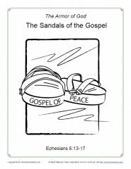 Get hold of these coloring sheets that are full of pictures and involve your kid in painting them. Sandals Of The Gospel Armor Of God For Kids