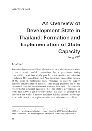 Pdf An Overview Of Development State In Thailand Formation And Implementation Of State Capacity