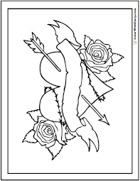 Watercolor summer frame for banner, poster, sale with. Roses And Heart Coloring Picture With Arrow Banner Thorns Rose Coloring Pages Coloring Pages Hearts And Roses