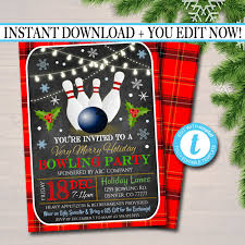 Hey, feeling existed for christmas party? Editable Holiday Bowling Party Invitation Christmas Etsy Bowling Party Invitations Xmas Party Invitations Bowling Party