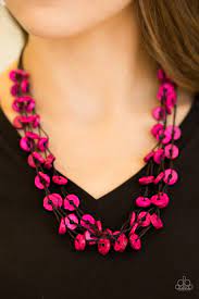Paparazzi Hoppin Honolulu Pink Wood Disc Necklace Earring Set In 2021 Pink Necklace Pink Accessories Silver Bead Necklace
