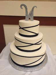 Black And White 3 Tier Wedding Cake With Silver Topper And Black Ribbon Tiered Wedding Cake Cake 3 Tier Wedding Cakes
