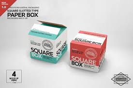 Professional fully editable box mockup. Square Slotted Type Paper Box Mockup Design Mockup Free Box Mockup Free Packaging Mockup