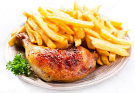 Telecharger Cuisse De Poulet Roti Avec Des Frites De Pommes De Terre Image Cuisse De Poulet Roti Poulet Roti Poulet