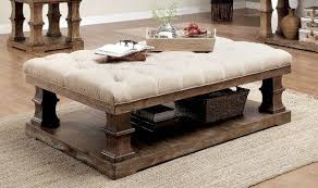 Cm4457f C Granard Antique Oak Finish Wood Tufted Fabric Top Coffee Table Fabric Coffee Table Coffee Table Furniture