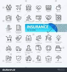 Insurance Elements Minimal Thin Line Web Icon Set Outline Icons Collection Simple Vector Illustration Line Web Icon Thi Line Web Web Icons Icon Collection