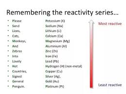 What Is An Easy Way To Remember The Metal Reactivity Series
