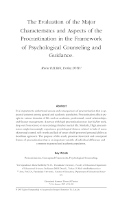 Pdf The Evaluation Of The Major Characteristics And Aspects Of The Procrastination In The Framework Of Psychological Counseling And Guidance