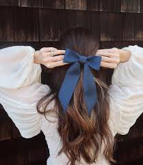 Brigitte Bardot Hair Bow Barrette Slim Navy Blue Bow Barrette Grosgrain Hair Bow Velvet Hair Bow Something Blue In 2020 Bardot Hair Brigitte Bardot Hair Grosgrain Hair Bow