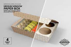 Download Paper Window Sushi Box Medium Mockup Packaging Mockup Box Mockup Free Packaging Mockup