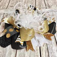 Tutus may require a bit of fluffing when taken out of the package. Buy Black And Gold Over The Top Hair Bow Online At Beautiful Bows Boutique