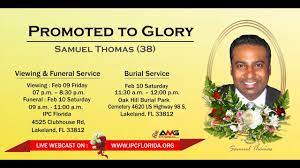 Samuel Thomas 38 Funeral Service Youtube Funeral Services Funeral Whitney Houston Albums