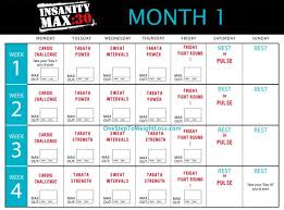 Insanity Max 30 Calendar Month 1 Insanity Max Insanity Max 30 Insanity Max 30 Calendar