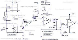A pir motion sensor alarm is a device which detects the infrared radiation from a moving human body and triggers an an audible alarm. Infrared Motion Detector Circuit Ir Motion Sensor Circuit With Motion Detector Alarm