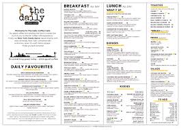 Our cafe is open for inside dining and as always all orders are available for take out with contactless pickup. The Daily Menus The Daily Coffee Cafe