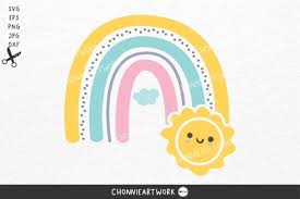 Use by itself or copy and mirror it for a toast. Rainbow With Sunshine Sun Graphic By Chonnieartwork Creative Fabrica In 2020 Svg Rainbow Svg Design
