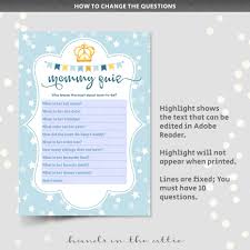 Anyone can answer this question, generally mother's very close friends know about the favorite color. Editable Mom Quiz Game Baby Shower Printable Hands In The Attic