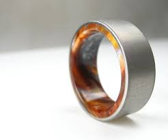 Titanium Wood Tone Burl Mens Wedding Band Iced Bronze Wooden Rings Engagement Mens Wedding Bands Wooden Wedding Ring