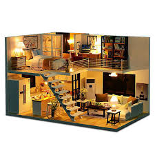 Toys Creativeartsfor2 3yearolds Mrosaa Diy Dollhouse Miniature With Furniture Diy Wooden Dollhouse Kit 1 24 Sc Maison Sims Plan Petite Maison Plan Maison 3d