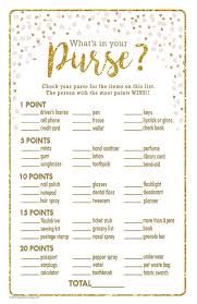 What S In Your Purse Bridal Shower Game With Gold And Etsy Bridal Shower Brunch Bridal Shower Party Bridal Shower