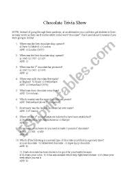 Whether you have a science buff or a harry potter fa. English Worksheets Chocolate Trivia Quiz