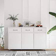 This is a stunning piece of furniture that is sturdy and sure to stand the test of time. Buy Buffet Cabinet Kitchen Sideboard With 3 Doors And 3 Drawers For Dining Room White Storage Cabinet White Online In Indonesia B089nmhj9l