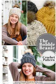 The Bobble Beanie Crochet Hat Pattern Beanie Hat Pattern Easy Crochet Hat Bulky Yarn Crochet