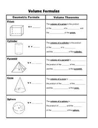 Geometry Guided Interactive Math Notebook Page Volume Formulas For Solids