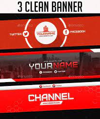 3 Clean Banner Youtube Banner Template Banner Template Youtube Banners