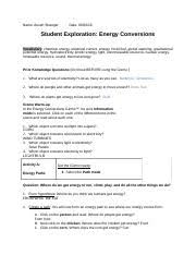 1.which object converts sunlight into sugars?2.which object converts wind power to electricity?3.which object converts light to electricity? Energy Conversions Se Key 2 Doc Energy Conversions Answer Key Vocabulary Chemical Energy Electrical Current Energy Fossil Fuel Global Warming Course Hero