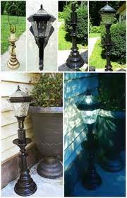 Diy Solar Lamp Just Use An Inexpensive Solar Stake Light And An Old Lamp Base Put Them Together And Ta Solar Lamps Diy Solar Lights Diy Diy Outdoor Lighting