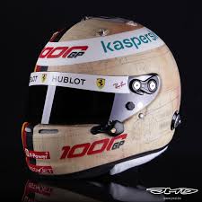 An arai brand sebastian vettel ferrari formula 1 replica helmet signed by vettel on the visor in silver marker. Vettel S Helmet For Ferrari S 1000th Gp Formula1