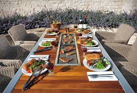 This Outdoor Table Has A Built In Bbq Grill Bbq Table Built In Bbq Grill Built In Bbq