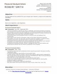 Financial Analyst Intern Resume Samples Qwikresume