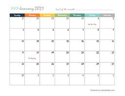 Here are the 2021 printable calendars 2021 Monthly Word Calendar In Colorful Design Free Printable Templates