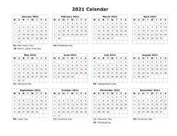 2.1 more printable 2021 calendar with holidays. Year At A Glance Calendar 2021 Printable Free For Year At A Glance Calendar 2021 Printable Calendar Design Printable Yearly Calendar Monthly Calendar Template