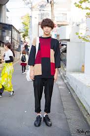 Harajuku Guy W Business As Usual Patchwork Sweater Margaret Howell Bag Best Business Casual Outfits Japan Fashion Street Japanese Street Fashion