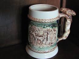 Vintage Ceramic Hand Painted Wales China German Style Japan Beer Mug Stein Vintage Ceramic Mugs Beer Mug