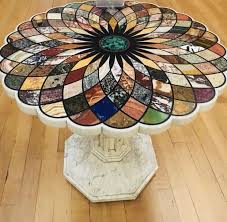 The glass top will be custom made prior shipping. Pietra Dura Marble Handcrafted Table Dining Table Marble Dining Table Top Mosaic Table