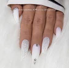 Follow Littlemissperfect For More White Glitter Nails Matte White Nails Coffin Nails Long