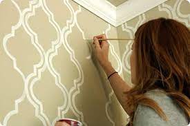 Painted Wallpaper A Tutorial Jones Design Company Bathroom Wall Stencil Moroccan Stencil Moroccan Wall Stencils