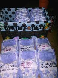 Late Night Diapers Give Each Guest At Shower A Diaper And Have Guest Right Funny Sayings For Th Baby Shower Gifts For Guests Baby Shower Gifts Baby Shower Diy